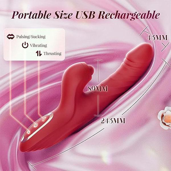 Vibrators Thrusting Dildo for Women G Spot Vibrator Clitoral Stimulator with 10 Vibration 7 Thrust and Licking, Sex Toy for Women and Couple