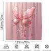 1pc Shiny Pink Butterfly Print Waterproof Shower Curtain, Stain Resistant, Machine Washable Polyester Bathroom Decor with Hooks