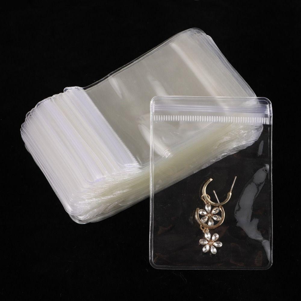 100 Stück Staubdichte Selbstversiegelnde Beutel Transparente Schmuckbeutel Neue Reißverschlussbeutel Halskette Armband Ring