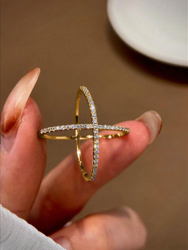 925 Sterling Silver Simple Classic Gorgeous Zircon X-Shaped Ring For Women Engagement Wedding Luxury High Quality Fine Jewelry