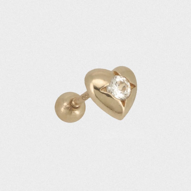 youngglow 14k sparkling in heart piercing