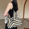Fashion Bag - Women's Beach Vacation Beach-side Hollow Shoulder Tote Bag with Woven Basket Design