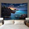 Aesthetic Starry Sky Sea Night Scene Tapestry Wall Hanging Cloth with Waves Sunrise Sunset Fairy Tale Carpet for Home Decor
