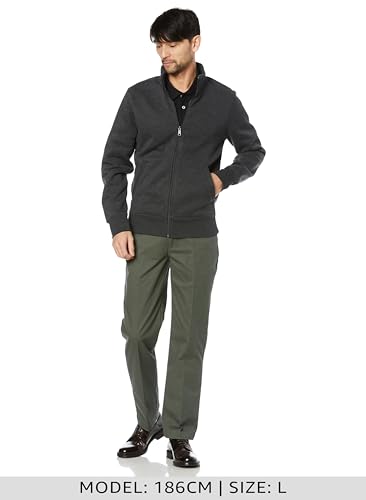 [Amazon Essentials] Fleece Zip-Up Mock Neck Sweatshirt, Medium Weight, Regular Fit, Men's, Heather Charcoal, XL