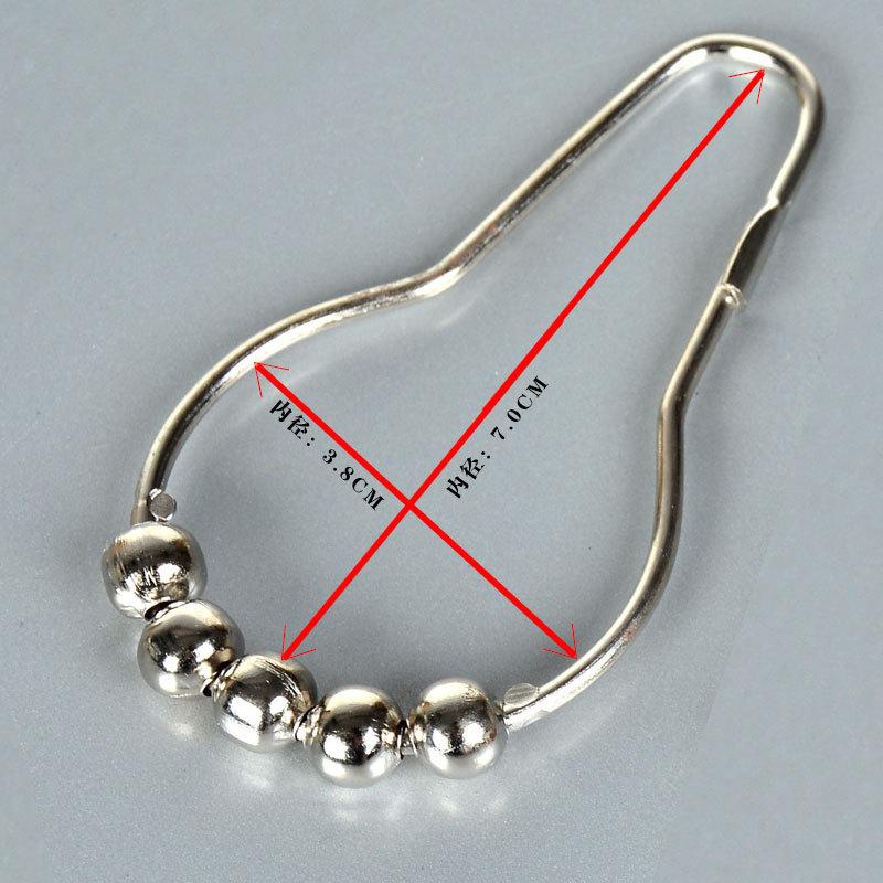 6 pcs/pack Bath Curtain Rollerball Shower Curtain Rings Hooks