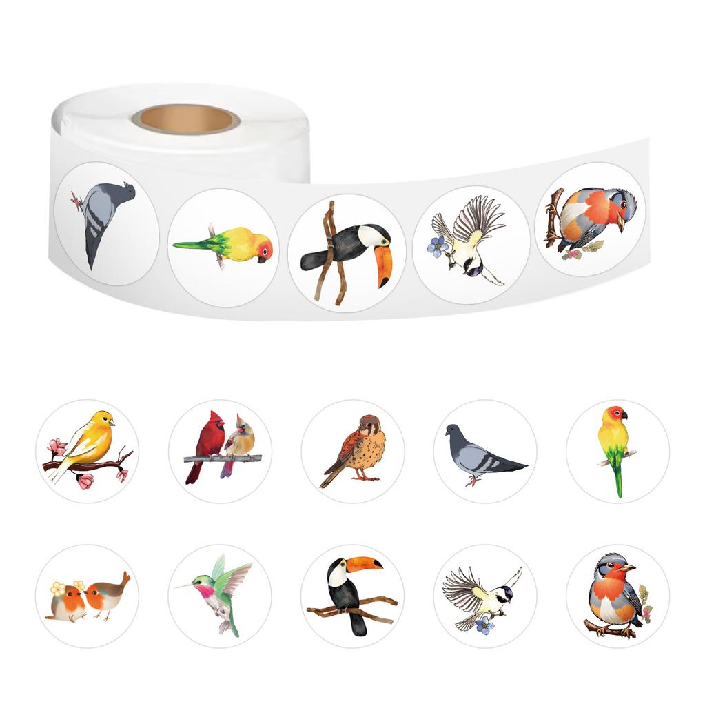 500 Stickers/roll Cartoon Animal Bird Roll Stickers Reward Stickers Creative Handbook Rolls Personalized Tape