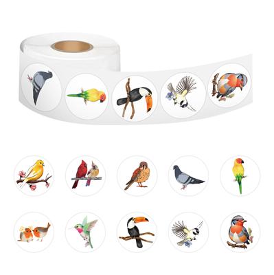 500 Pegatinas/rollo Animales de Dibujos Animados Pájaro Rollos de Pegatinas Pegatinas de Recompensa Rollos Creativos para Manualidades Cinta Personalizada