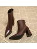 French High-end Pointed-toe Women's Ankle Boots 2026 Autumn/winter New Style Fashionable and Versatile High-heeled Fashion Boots