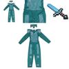 Minecraft Steve Rüstung Kinder Cosplay Kostüm Jumpsuit für Jungen und Mädchen Perfekt für Halloween und Verkleidungsveranstaltungen