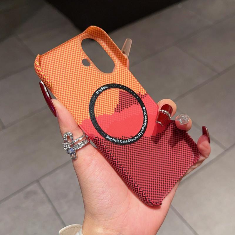 Kevlar pattern is suitable for iPhone16 half pack magnetic mobile phone case Apple 15 hollow button 14 anti-drop PC case 13