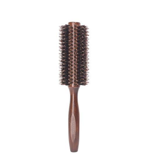 

Boar Bristle Round Hair Brush Ergonomic Wooden Handle Men Women Hair Straightening Curling Volumizing Detangling Styling Comb C Vertical