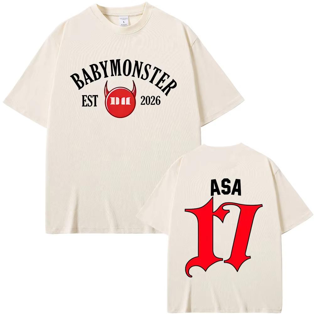 Babymonster Ahyeon Asa Rami Rora Ruka Pharita Chiquita Tour 2026 Tshirt Unisex Women Fashion pure Cotton Short Sleeve T Shirt