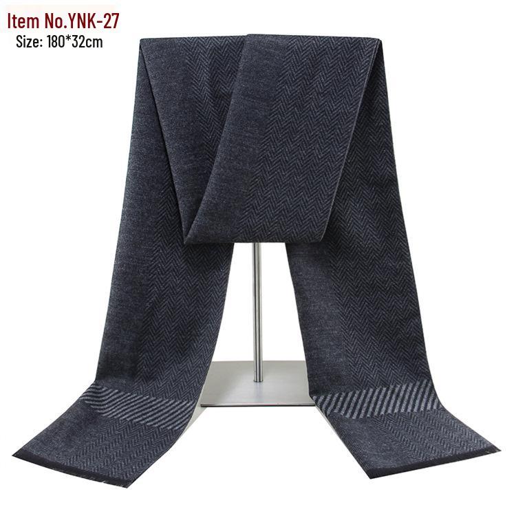 2026 Men's Winter Warm Plaid Scarf - European & American Style, Imitation Cashmere, Long Scarf