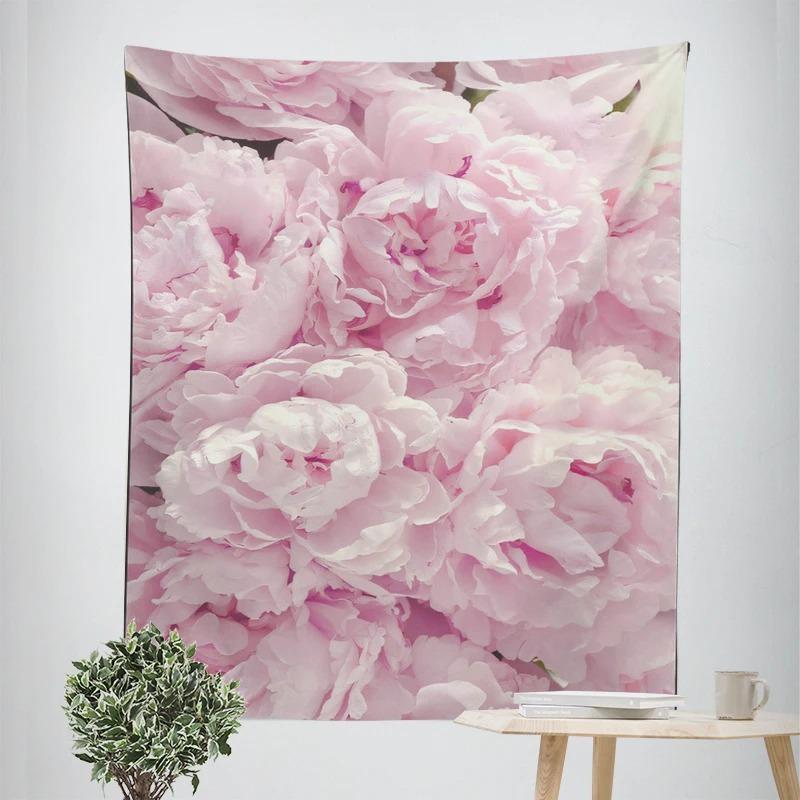 Pink Flower Bouquet Decorative Tapestry Home Wall Decor Office Living Room Tapestry