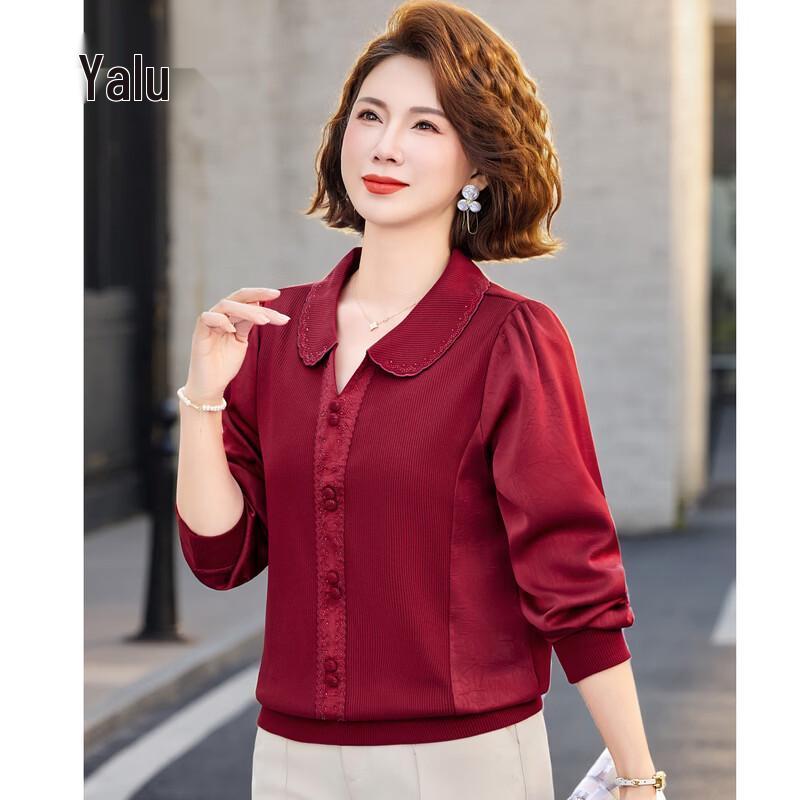 Yalu Middle-Aged Women s Spring Autumn Long Sleeve Top 2XL