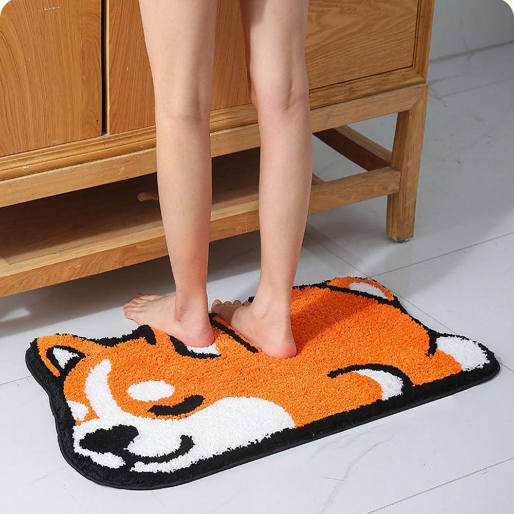 Corgi Bathroom Rug for Dog Lovers, Non-Slip 3D Corgi Rug, Ideal for Bathtub, Living Room, Soft, Absorbent, Durable Plush Rug, Machine Washable