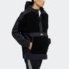 adidas Corduroy Hooded Sports Jacket with Half Zipper and Logo Patchwork Men Jackets Black HD0365