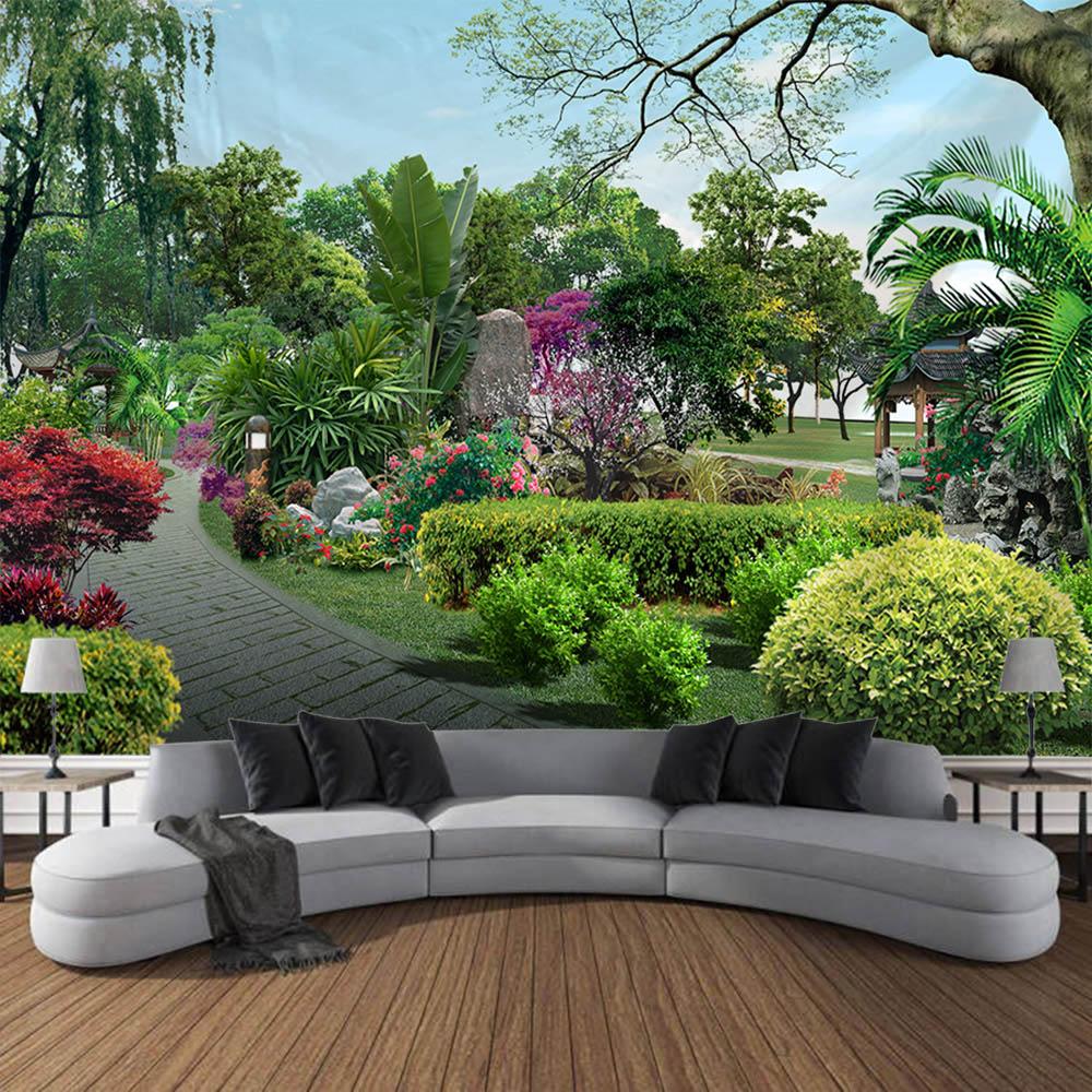 Beautiful garden landscape, tapestry, home art decoration wall mounted fairy tale posters fantasy sea view room background cloth