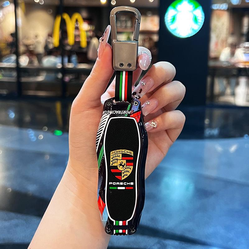 Zinc Alloy Car Remote Key Case Racing Style Design Cover For Porsche Cayenne 911 996 Macan Panamera Boxster 986 987 981 Sticker