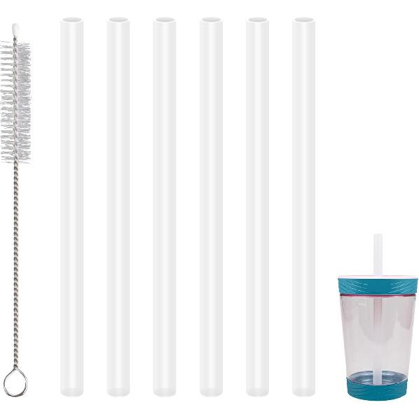 Replacement Straws Compatible With Contigo Spill-Proof 14oz Tumbler,6 Pack with 1 Brush (White)