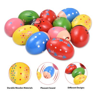 12 confezioni di uova di Pasqua in legno Shake Egg Strumento a percussione Musica interessante Shake Eggs per feste
