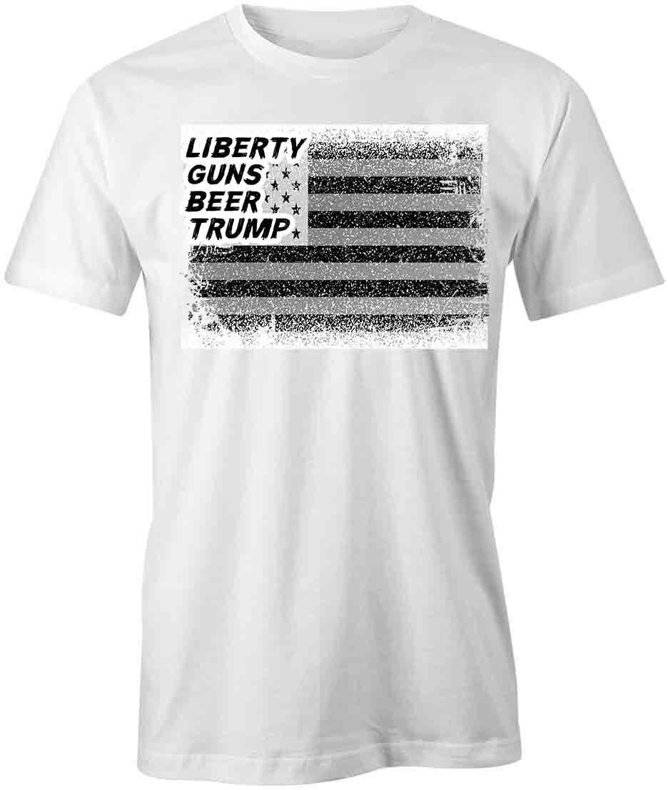 LIBERTY GUNS BEER TRUMP TShirt Tee Short-Sleeved Cotton POLITICAL S1WCA608 XXXXL
