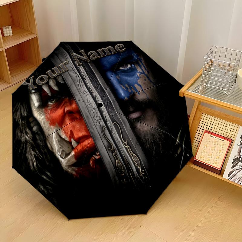 Custom Text Automatic 8 Bone Umbrella, Portable Sun Rain Protection UmbrellaWorld of Warcraft