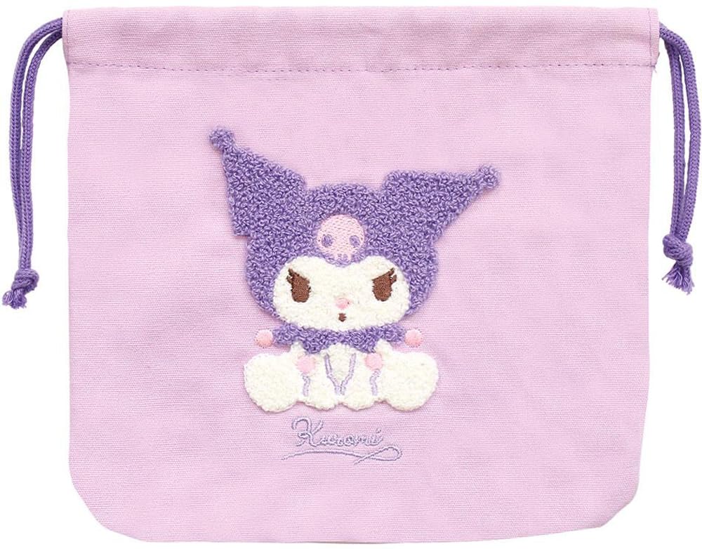 Tees Factory Sanrio Kuromi Characters Sagara Embroidered Drawstring Pouch, H175 X W190mm, SR-5530384KU