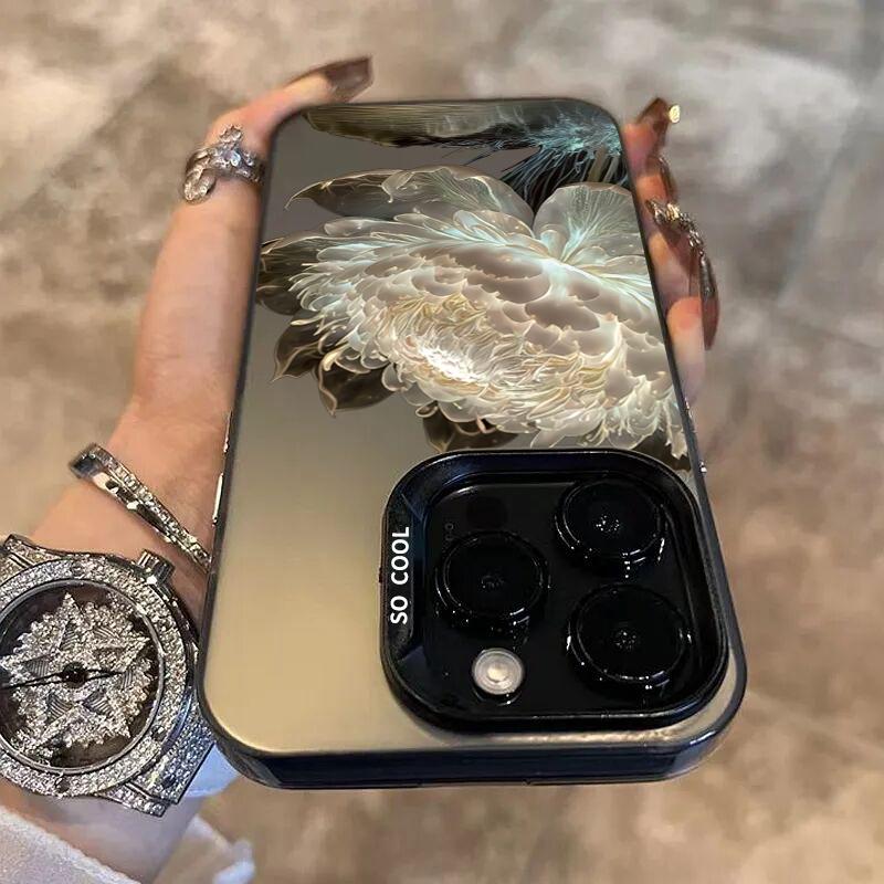 Luxury Lotus Flower Electroplate Silver IMD Case For  Poco F5 X5 X6 Pro Mi 14 13 12 12T 13T Pro 11 Lite 5G NE Back Cover