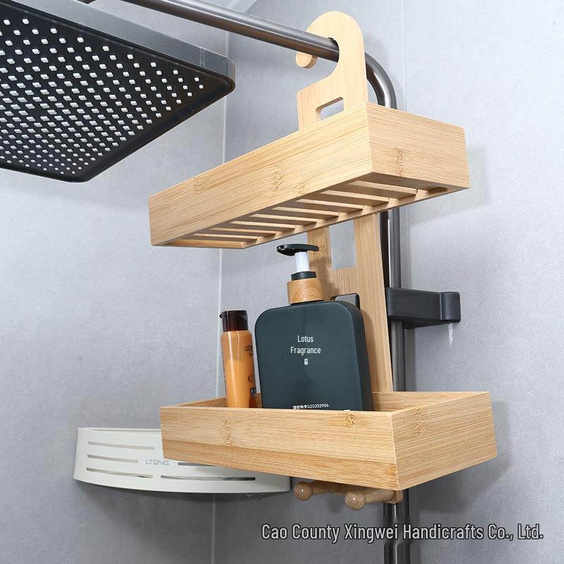 Wall-Mounted Bathroom Storage Rack with Hooks