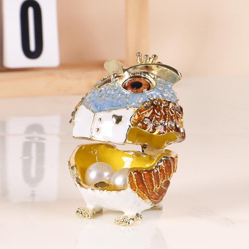 Owl Jewelry Box, Mini Jewelry Storage Box, Portable Travel Earrings, Necklace and Ring Organizer, Alloy Jewelry Display Box