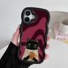 Cute Coffee Cat Wavy Edge TPU Mobile Phone Case for iPhone 17 16 15 14 13 12 11 Air Pro Max Plus Colorful Cover