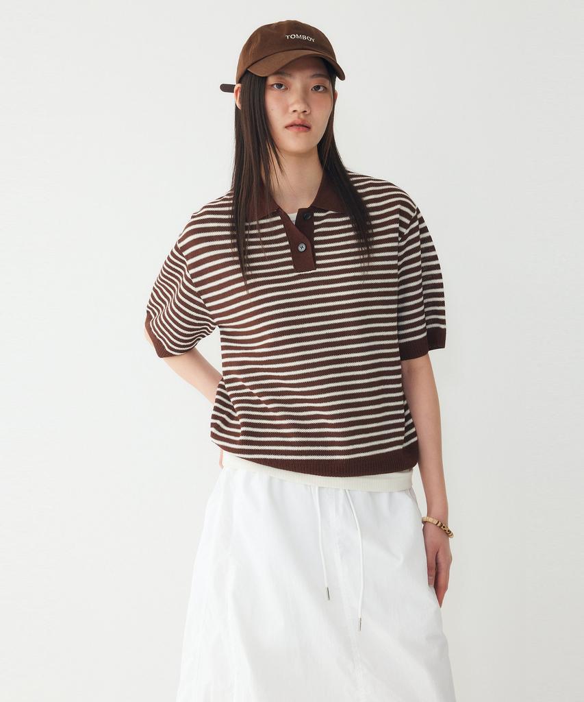 STUDIO TOMBOY Striped Collar Pullover _Brown_9176352971