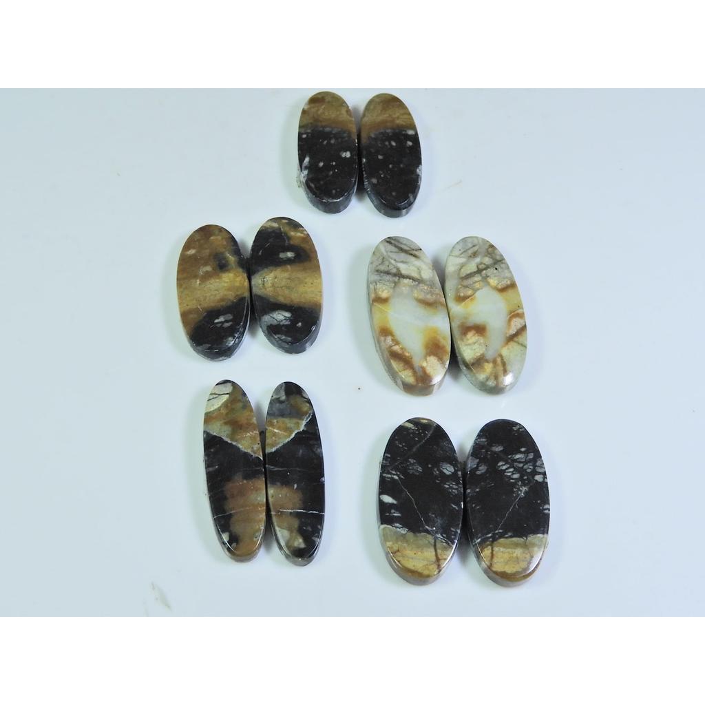 27-27MM Natural Picasso Jasper Matched Pair Oval Loose Gemstone 5Pair Lot A-588