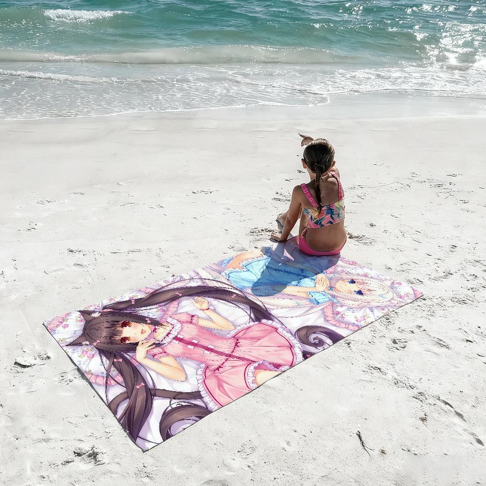 Anime Nekopara Kawaii Towel Quick Drying Beach Towels Are Suitable For Swimming Pools Camping Yoga And The Gym