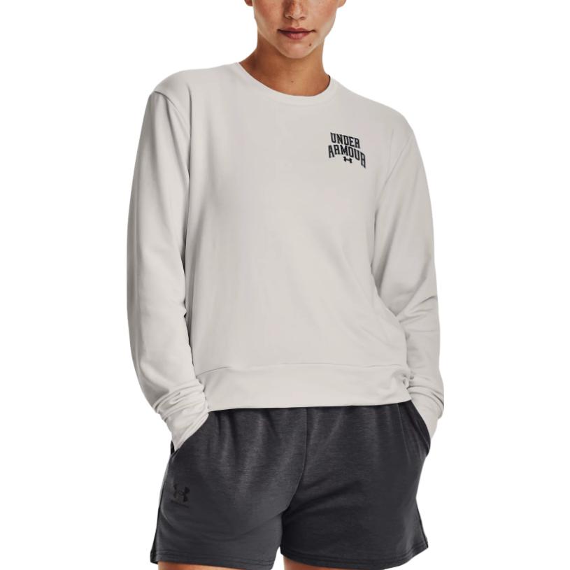 Under Armour Sudadera Pulóver de Cuello Redondo con Estampado de Letras para Mujer Gris 1379477-114