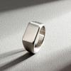 316L Stainless Steel Ring For Men 2024 Smooth Rectangular Seal Male Rings Finger Zircon Accessories