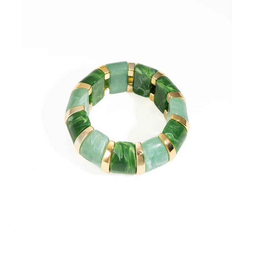 Gradient Acrylic Stretch Bracelet: Geometric Sugar Cube Design for Women