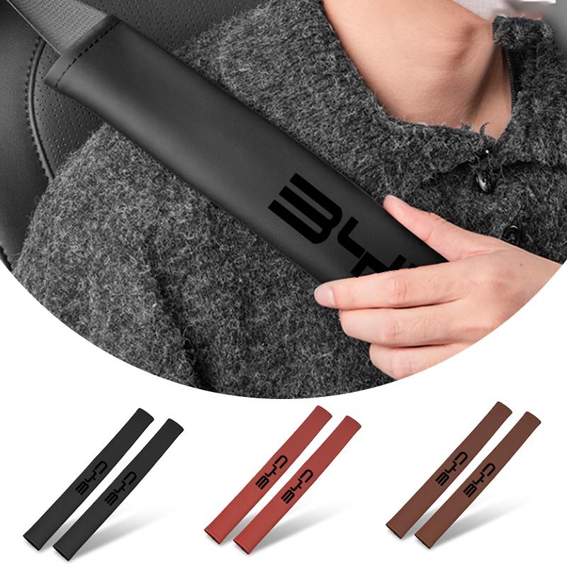 Car Seat Belt Shoulder Pad Extended Leather Seat Belt Protector For BYD M6 G3 G5 T3 F3 F0 S6 S7 E5 E6 Tang Song Qing Yuan