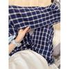 Women's Early Spring Blue Plaid Wide-Leg Floor-Length Pants