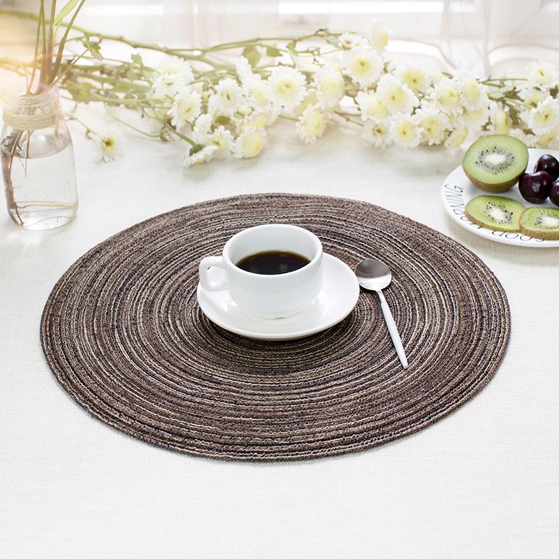 Pack of 4pcs Cotton Braiding Table Placemats Round Table Mats Heat Insulated Pad Japanese Style Mats 35cm