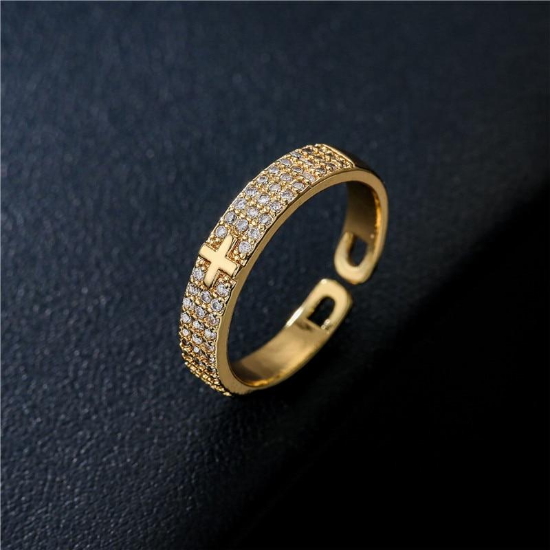 Inel Dama Cupru Zirconiu Auriu - Simple & Elegant Women's Engagement Ring, Cubic Zirconia Wedding Band, 925 Sterling Silver Plated Gold Ring