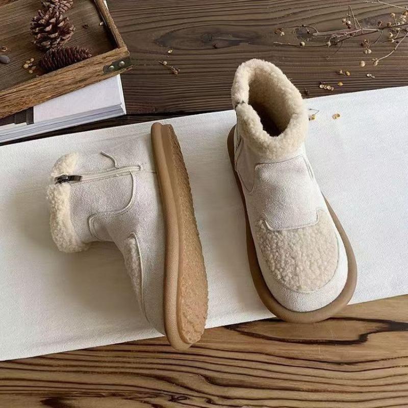 Anti-slip Snow Boots, Women's Ankle Boots, Flat, Fleece and Thickened Cotton Shoes, Warm Shoes