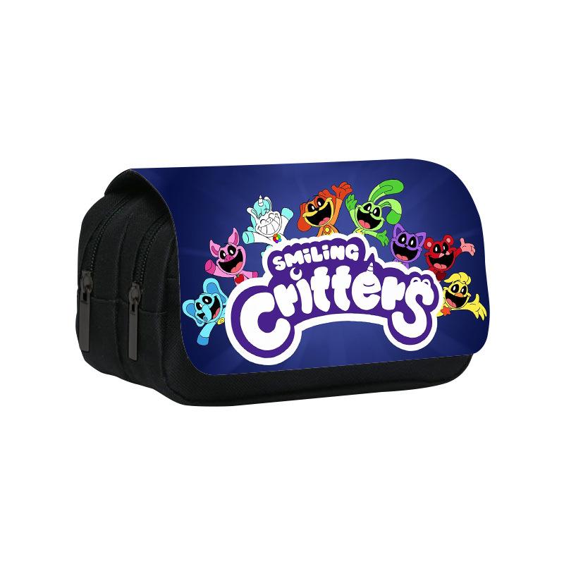 Doppellagiges Federmäppchen Lachende Critters 22cm/8,7inch Schultaschen-Stifteetui für Schüler Großer Stauraum Schüler-Federmäppchen Schulgeschenk
