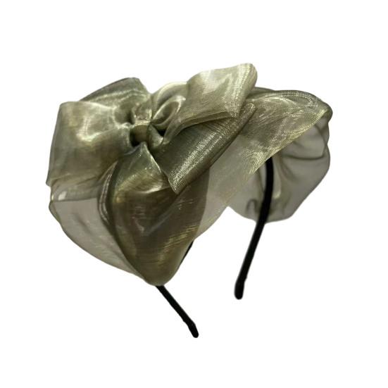 Women Headband Thin Bowknot Mesh Yarn Decor Lightweight Hairband Bright Colors Wide