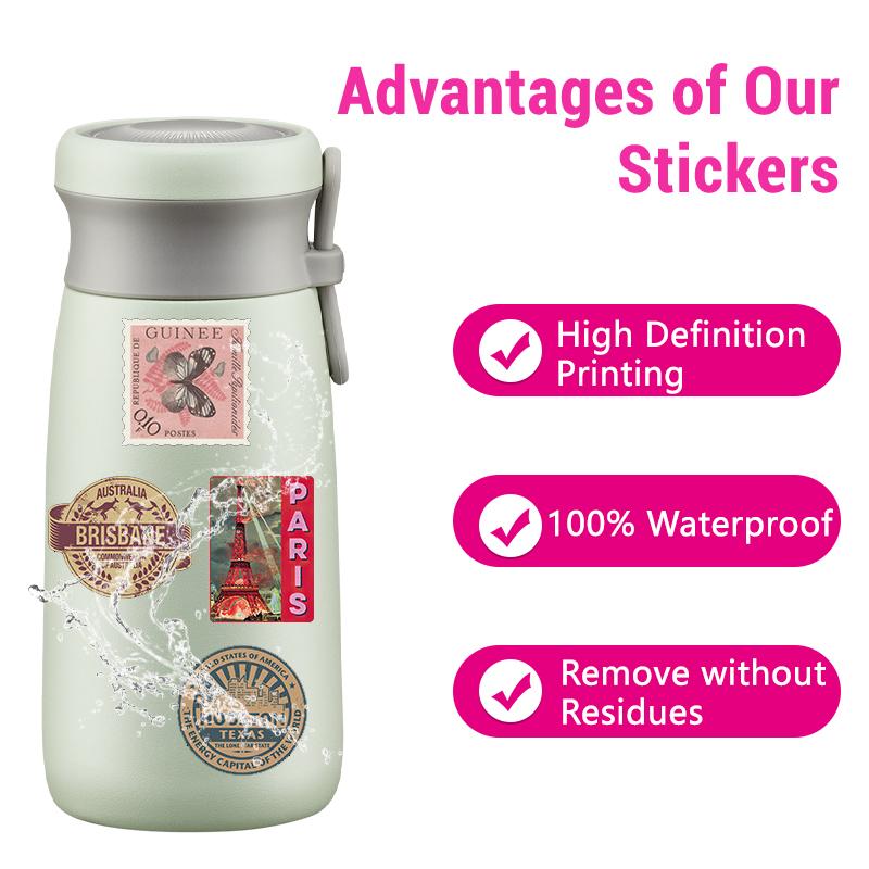 50PCS Vintage Stamp Stickers Aesthetic Postage Stamp Stickers Waterproof Vinyl Decals for Scrapbook Laptop Water Bottle
