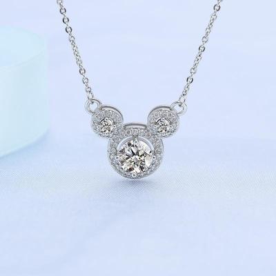Korean Moissanite Mickey Necklace - Cute Valentine's Day Gift 