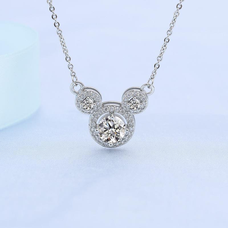 Korean Moissanite Mickey Necklace - Cute Valentine's Day Gift 