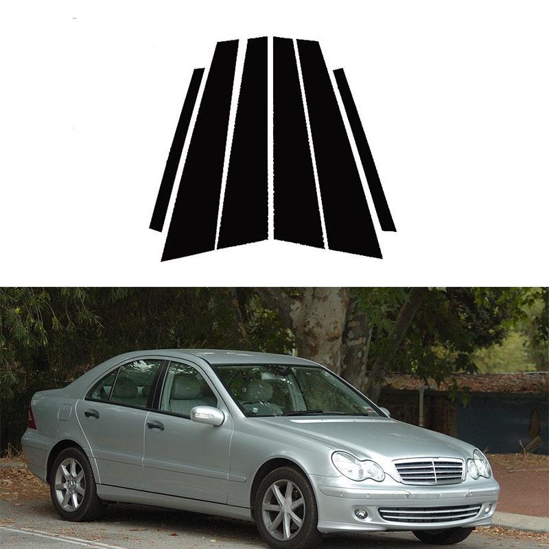 For Mercedes-Benz C-Class (W203) 2001-2007 Glossy Piano Black Car Door Window Pillar Center Post Trim Stickers