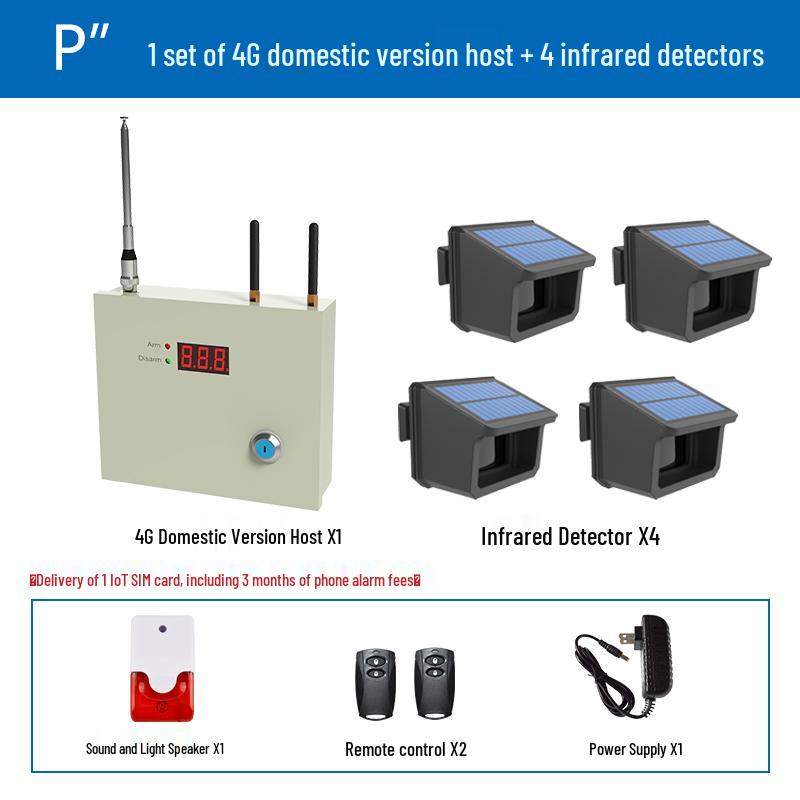 Black Iron Solar Wireless Anti-Theft Infrared Security Alarm for Fish Ponds and Orchards